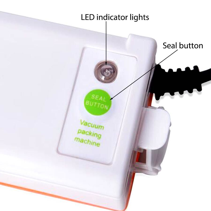 Multi-Functional Food Vacuum Sealer Machine With 2 Spare Sponges, One-touch automatic,10x Vacuum Bags With Intelligent LED Indicator Lights