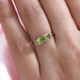 Arizona Peridot (Asscher Cut) Trilogy Ring in Platinum Overlay Sterling Silver 1.10 Ct.
