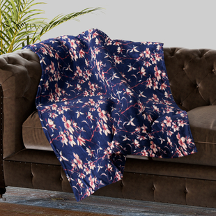  Luxurious Super Soft Floral Pattern Flannel Blanket - Blue