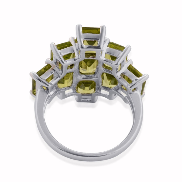 Hebei Peridot (Oct) Ring in Platinum Overlay Sterling Silver 10.000 Ct.