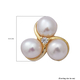 Freshwater Pearl and Simulated Diamond Stud Earrings (with Push Back) in Yellow Gold Overlay Sterling Silver