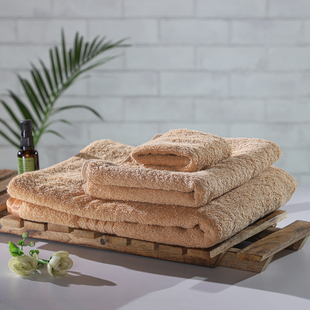 3 Piece Set - 100%Egyptian Cotton Bath Towel (Size 76x137Cm), Hand Towel (Size 41x71Cm) and Face Towel (Size 30x30Cm) - Beige