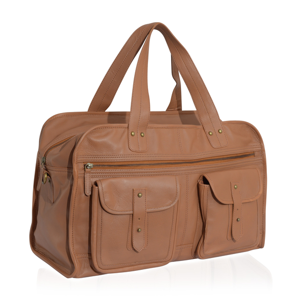 Boston Genuine Leather Weekend Travel Bag with Removable Shoulder Strap (Size 50x30x19 Cm)