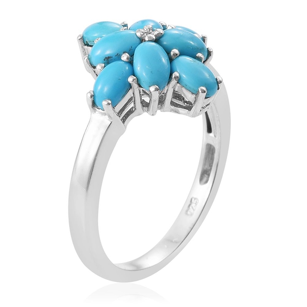 Arizona Sleeping Beauty Turquoise (Ovl) Ring in Platinum Overlay Sterling Silver 1.750 Ct.