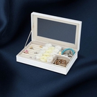 Shimmering Jewellery Box (25.4x5x15.2cm) with Matching Soap Flowers (12 Pcs) - White