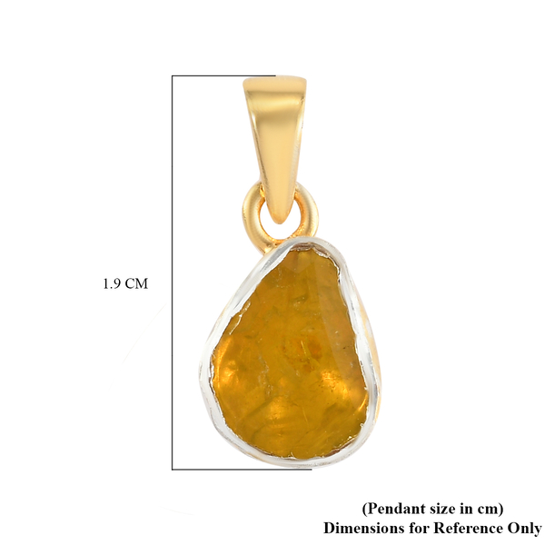 Yellow Polki Diamond Pendant in 14K Gold Overlay Sterling Silver 0.50 Ct