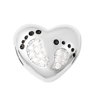 Charms De Memoire Sterling Silver Simulated Diamond Heart Charm