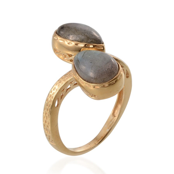 Labradorite (Pear) Adjustable Ring in 14K Gold Overlay Sterling Silver 6.250 Ct.