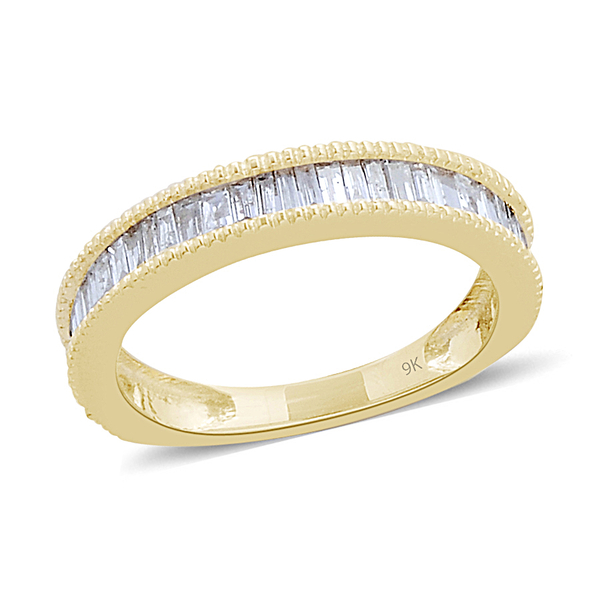 9K Y Gold SGL Certified Diamond (Bgt) (I3- G-H) Band Ring 0.500 Ct.
