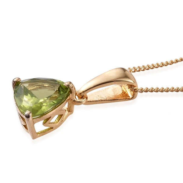 Hebei Peridot (Trl) Solitaire Pendant With Chain in 14K Gold Overlay Sterling Silver 1.900 Ct.