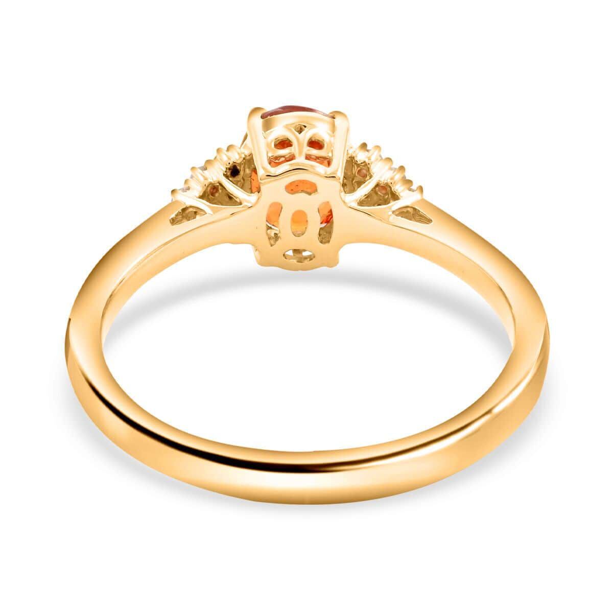 14K Yellow Gold  AAA   Nigerian Spessartite Garnet ,  White Diamond  I2 Ring 2.00 ct,  Gold Wt. 3.15 Gms  2.000  Ct.