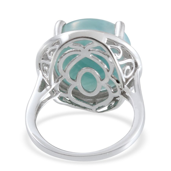 Larimar (Rnd) Solitaire Ring in Platinum Overlay Sterling Silver 15.000 Ct.