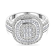 Diamond Cluster Ring in Platinum Overlay Sterling Silver 1.00 Ct.