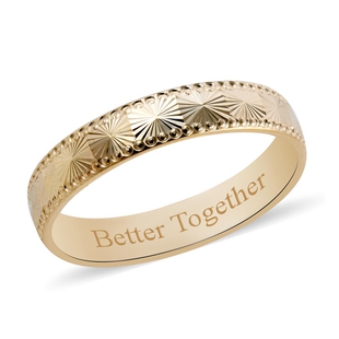 Personalised Engravable Royal Bali Collection - Diamond Cut Textured Band Ring in 9K Yellow Gold