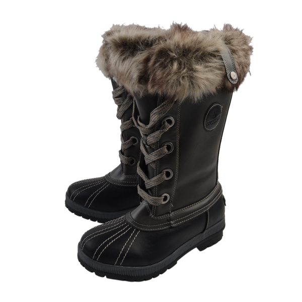 Faux Fur Lined Snow Boots - Grey