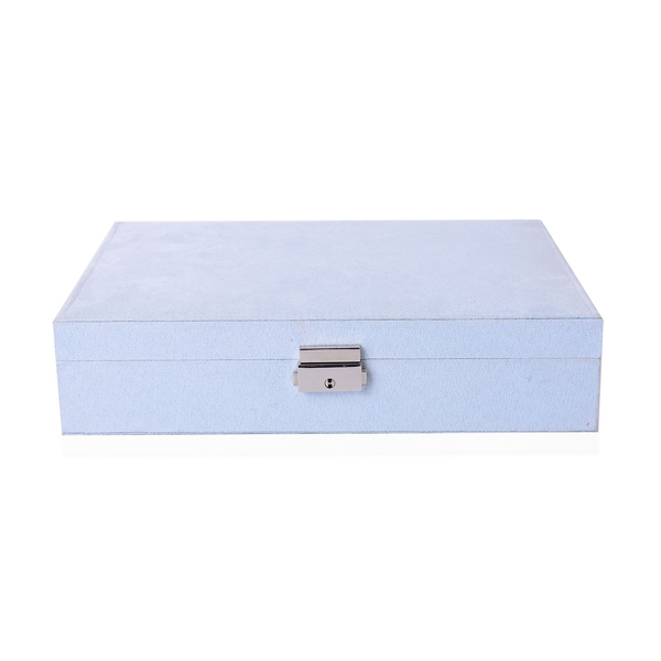Sky Blue -  Velvet Jewelry Box (Can Store upto 60 rings, 3 Bracelet-Anklet Slots and 4 extra Slots),