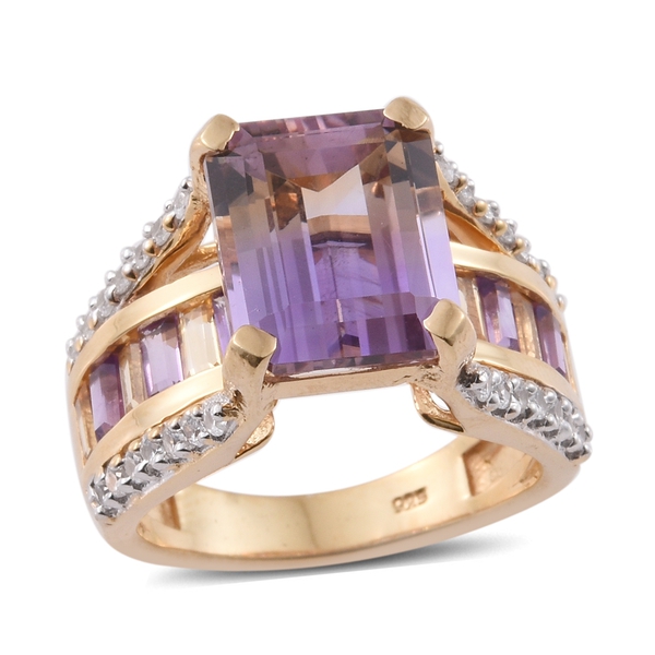 8.50 Ct Ametrine and Multi Gemstone Classic Ring in Gold Plated Silver 6.70 Grams