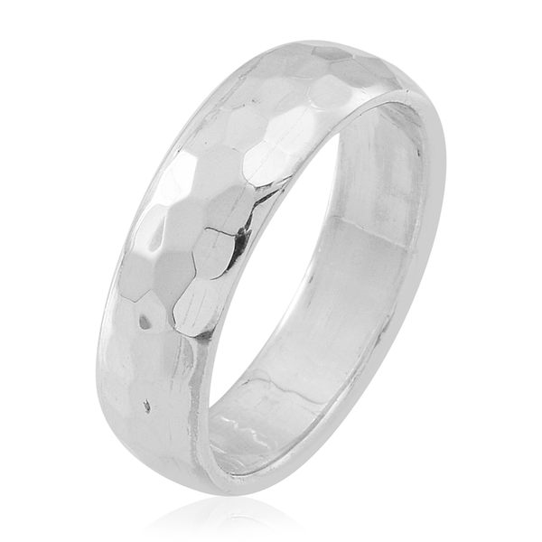 Thai Rhodium Plated Sterling Silver Diamond Cut Band Ring, Silver wt 5.20 Gms.