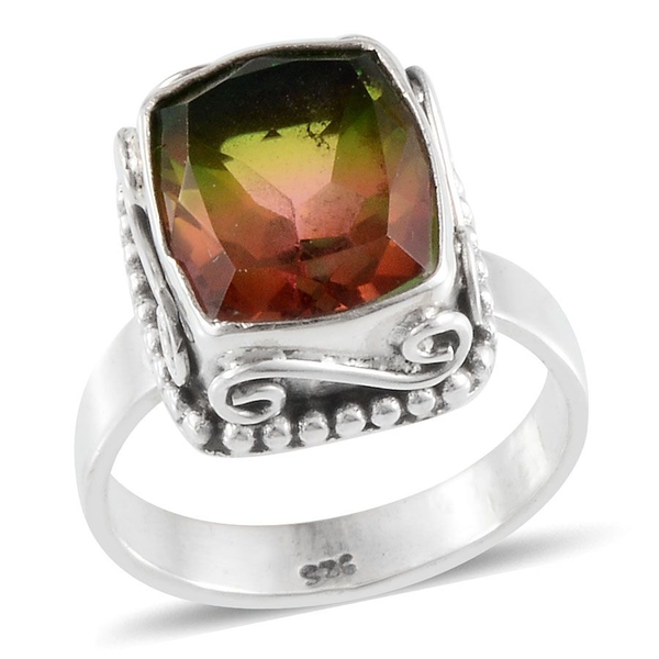 Jewels of India Rainbow Genesis Quartz (Cush) Solitaire Ring in Sterling Silver 5.560 Ct.