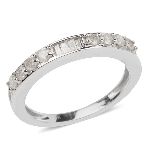 9K White Gold SGL Certified Diamond (Rnd) (I3/G-H) Half Eternity Ring 0.500 Ct.