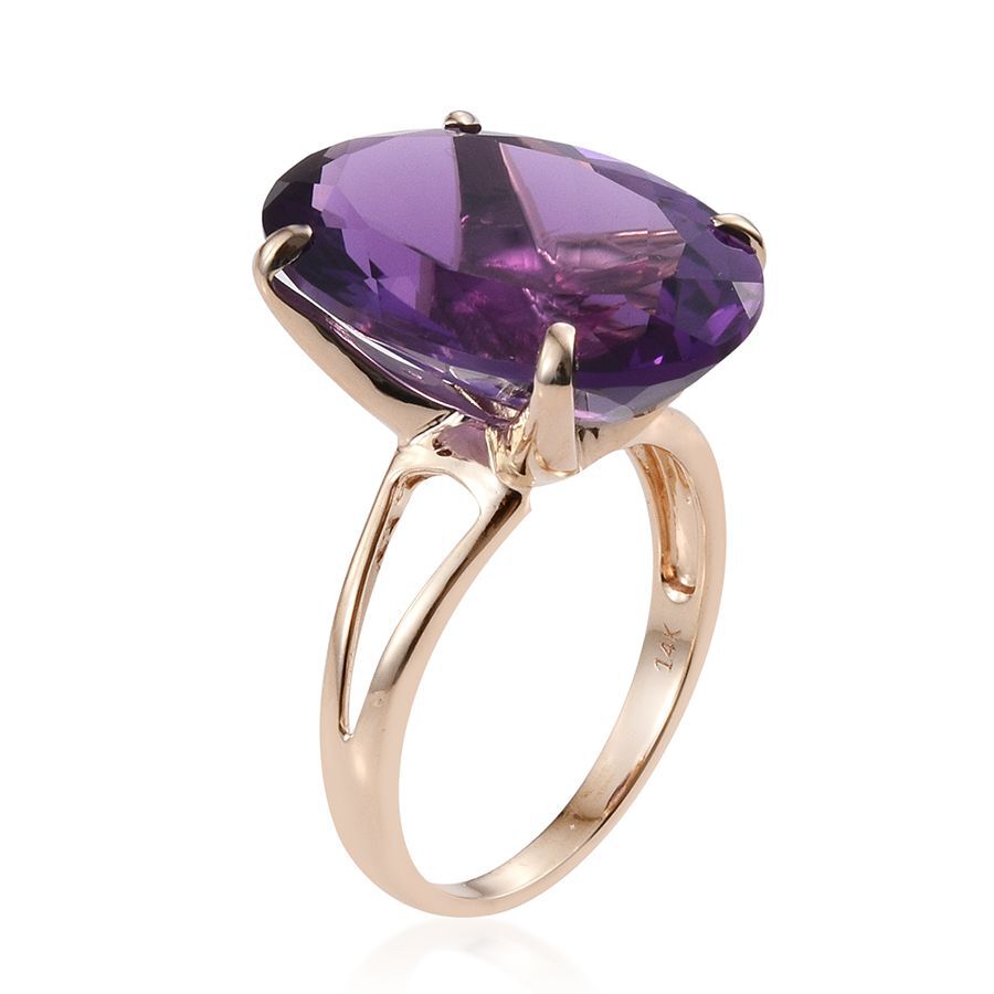 14K Y Gold AAA Zambian Amethyst (Ovl) Ring 18.000 Ct.