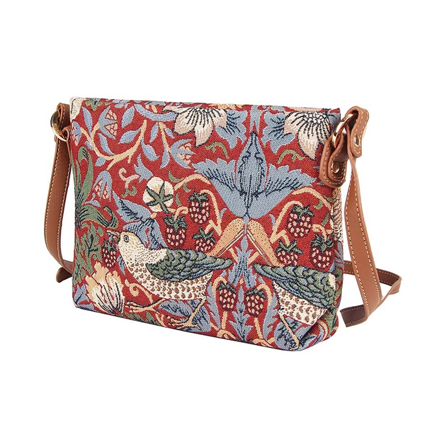 Signare Tapestry Strawberry Thief Pattern Cross Body Bag (Size 22X19X6 Cm) - Red