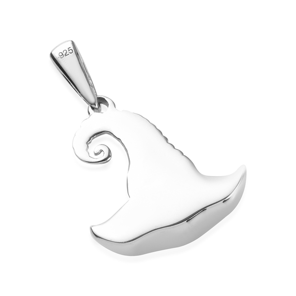 Platinum Overlay and Black Plating Sterling Silver Sorting Hat Pendant, Silver wt 4.08 Gms
