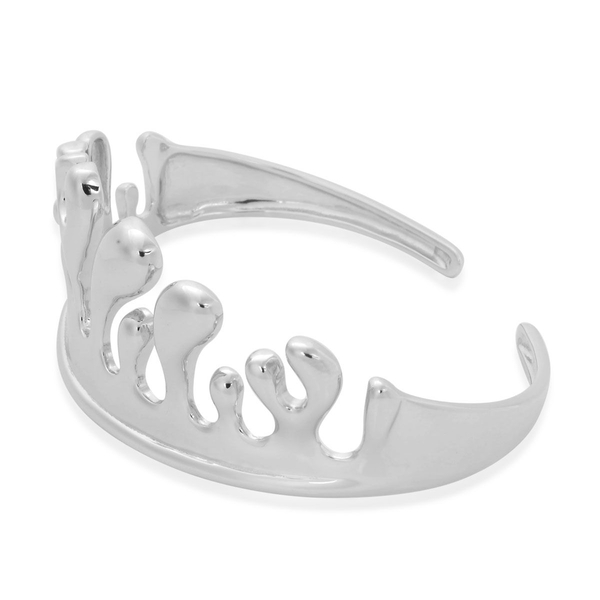 LucyQ Motion Ocean Cuff Bangle (Size 7) in Rhodium Plated Sterling Silver 21.48 Gms.