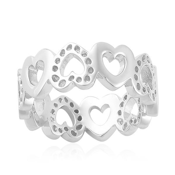 RACHEL GALLEY Rhodium Plated Sterling Silver Continual Heart Ring, Silver wt 4.34 Gms.
