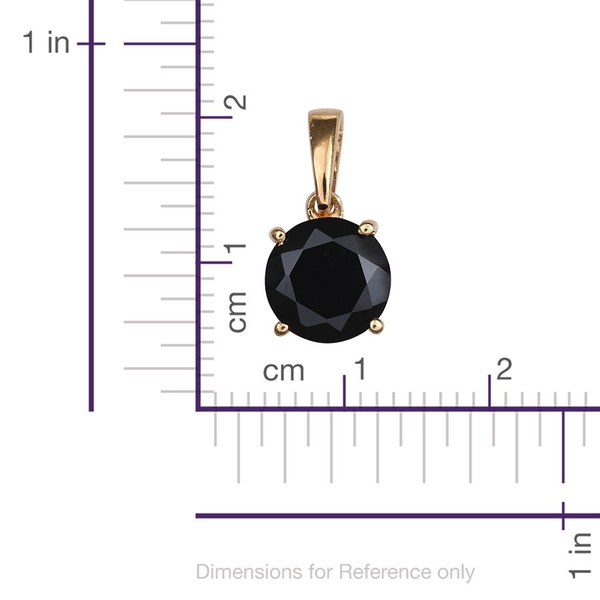 Boi Ploi Black Spinel Round Solitaire Pendant and Stud Earrings Set in 14K Gold Overlay Sterling Silver 7.500 Ct.