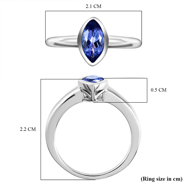 Rachel Galley- Tanzanite Solitaire Ring in Platinum Overlay Sterling Silver