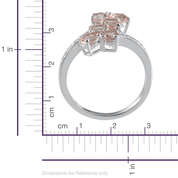 Marropino Morganite (Ovl) Crossover Ring in Platinum Overlay Sterling Silver 1.750 Ct.