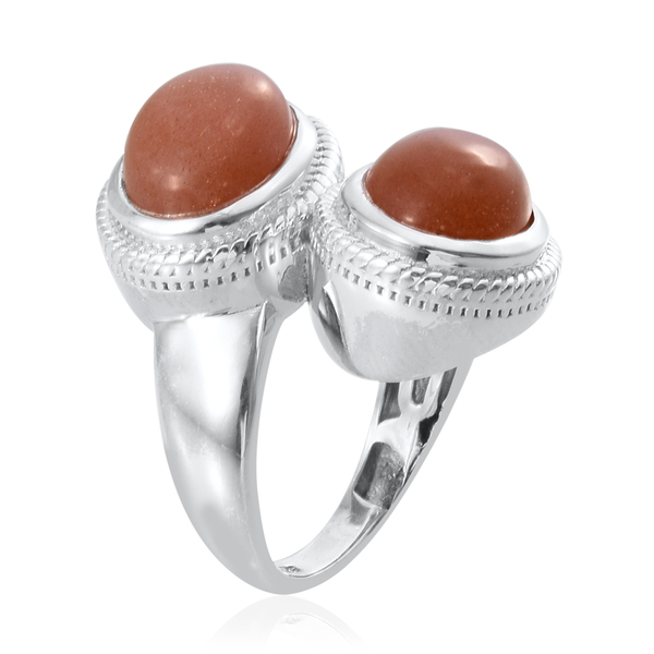 Morogoro Peach Sunstone (Ovl) Ring in Platinum Overlay Sterling Silver 11.500 Ct.