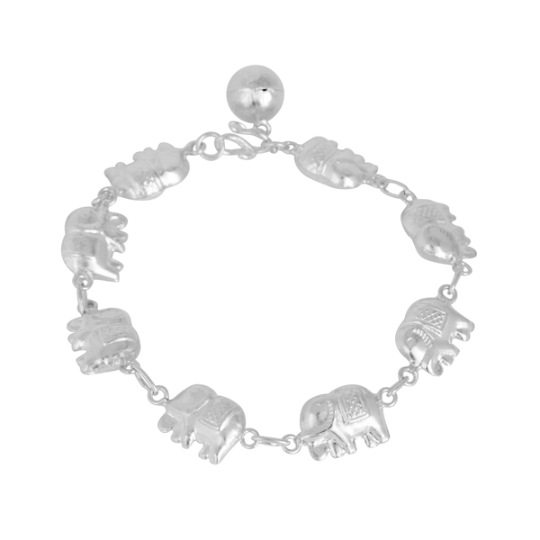 Thai Sterling Silver Elephant Bracelet (Size 7), Silver wt 9.91 Gms.