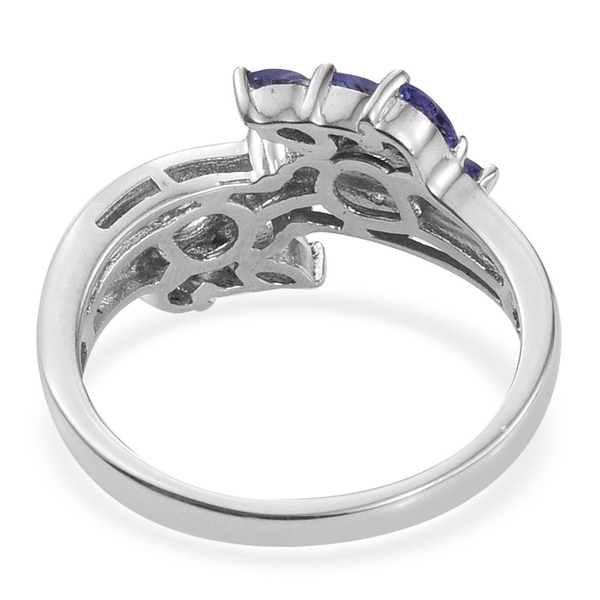 Tanzanite (Mrq), Diamond Ring in Platinum Overlay Sterling Silver 1.010 Ct.