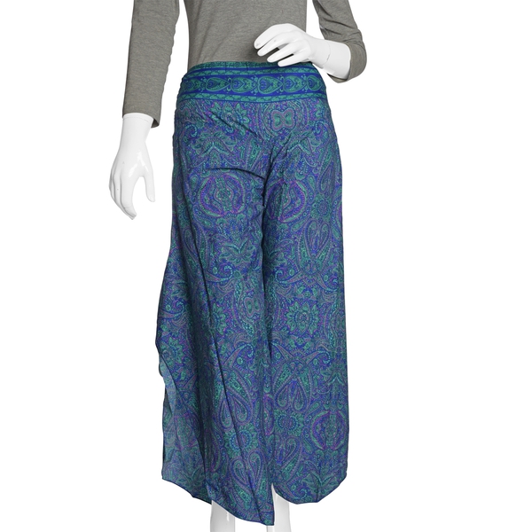 Purple, Blue and Multi Colour Floral and Paisley Pattern Palazzo Trouser (Free Size)