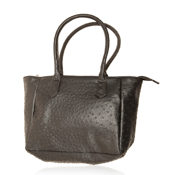 Ostrich Pattern Black Colour Hand Bag (Size 16x4.5x10 inch)