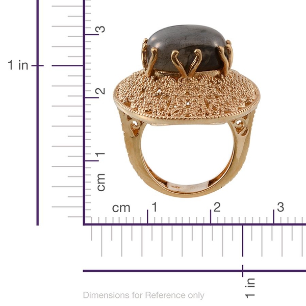 Labradorite (Rnd) Ring in 14K Gold Overlay Sterling Silver 11.250 Ct.