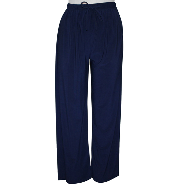Supersoft Emma Wide Leg Trousers with Elasticated Waist in Navy - 27 inches (Size S/M)