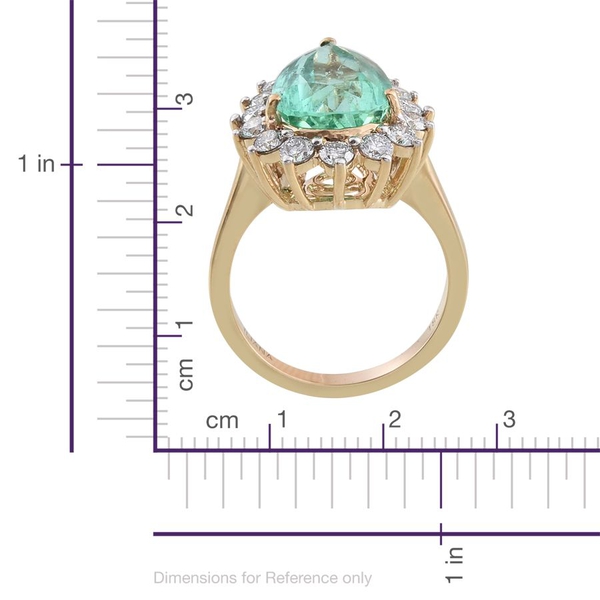 ILIANA 18K Y Gold AAA Boyaca Colombian Emerald (Pear 6.15 Ct), Diamond (SI/G-H) Ring 7.500 Ct.