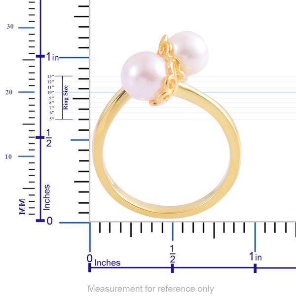Japanese Akoya Pearl (Rnd) Crossover Ring in Yellow Gold Overlay Sterling Silver 4.500 Ct.