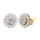 Moissanite Stud Earrings ( With Push Back )  in 14K Gold Overlay Sterling Silver 1.00 Ct.