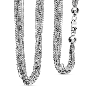 One Time Close Out Deal- Italian Made- Rhodium Overlay Sterling Silver Necklace (Size - 24), Silver 