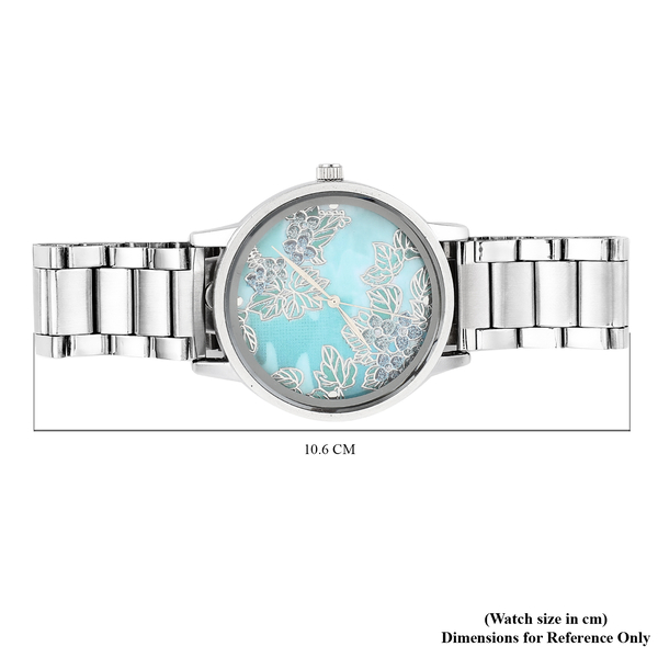 STRADA Japanese Movement Graph Pattern Dial Water Resistant Watch with Silver Colour Chain Strap