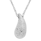 LUCYQ Texture Drop Collection - Hammered Texture Rhodium Overlay Sterling Silver Pendant with Chain 