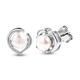 White Freshwater Pearl and Simulated Diamond Stud Earrings (with Push Back) in Rhodium Overlay Sterling Silver