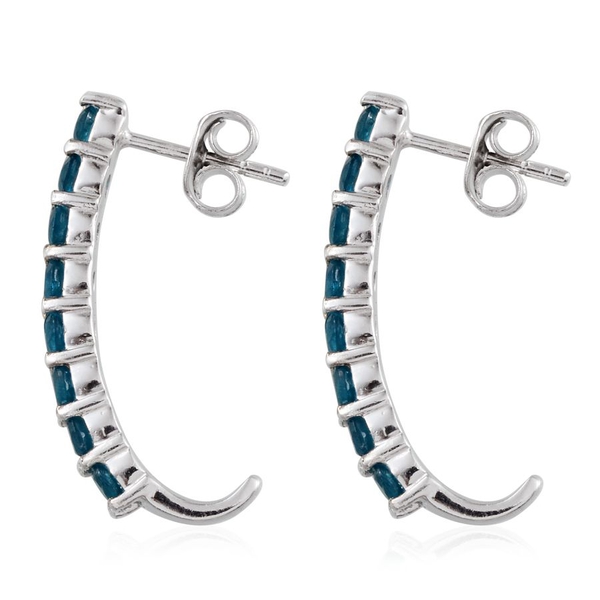 Malgache Neon Apatite (Rnd) J Hoop Earrings in Platinum Overlay Sterling Silver 1.500 Ct.