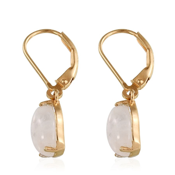 Natural Rainbow Moonstone (Pear) Earrings in 14K Gold Overlay Sterling Silver 4.750 Ct.