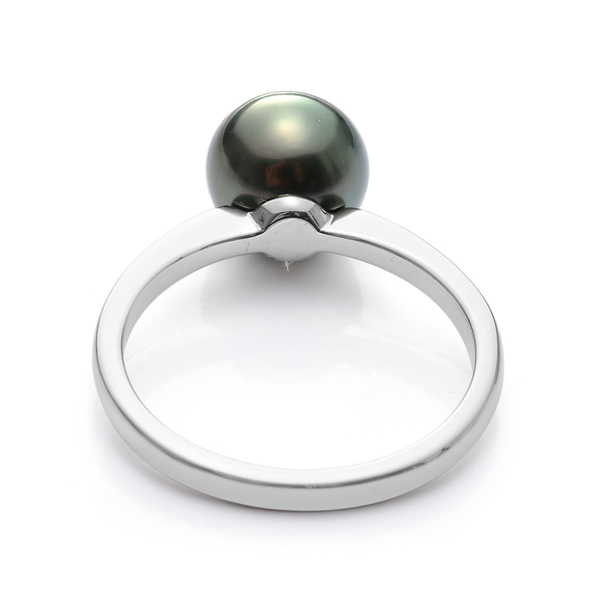 RHAPSODY 950 Platinum Tahitian Pearl (Rnd) Solitaire Ring 3.750 Ct.