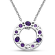 RACHEL GALLEY Amethyst Pendant with Chain (Size 18/24/30) in Rhodium Overlay Sterling Silver, Silver